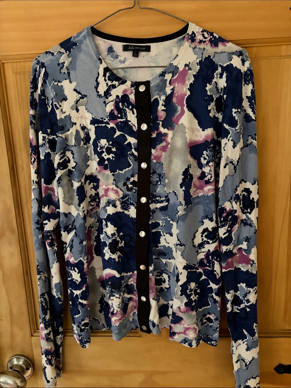 Anne Klein Blue, Navy & Purple Floral Print Cardigan